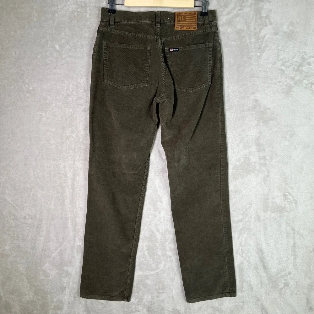 Ralph Lauren Polo Jeans Company Womens 4 Corduroy Pants Green Straight Vintage - Picture 3 of 9